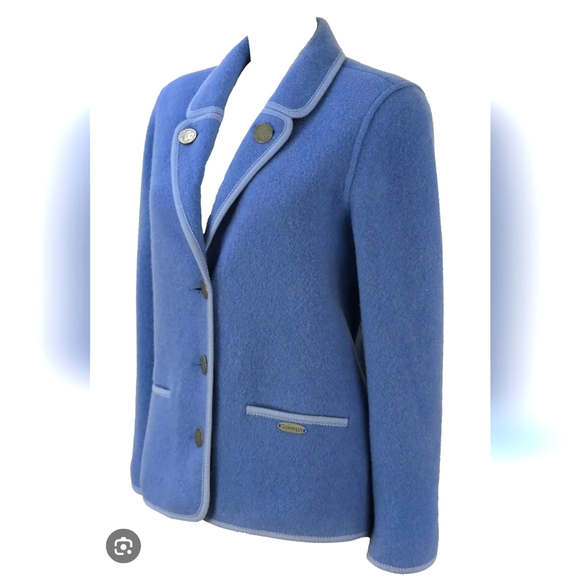 GIESSWEIN WOOL BLUE JACKET OVERSIZED SWEATER JACKET MADE IN AUSTRIA VIENNA LARGE - Picture 2 of 2